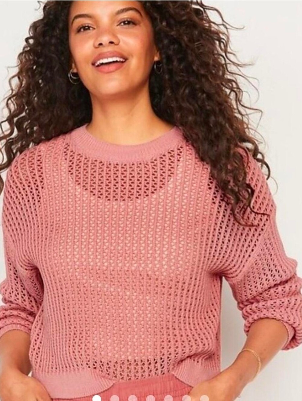 Old Navy Light Pink Open-Knit Crewneck Women's Sweater 3x